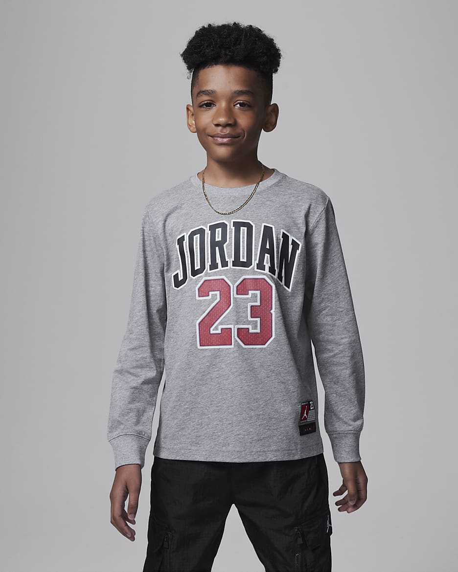 Jordan Practice Flight Long Sleeve Tee Big Kids T Shirt. Nike